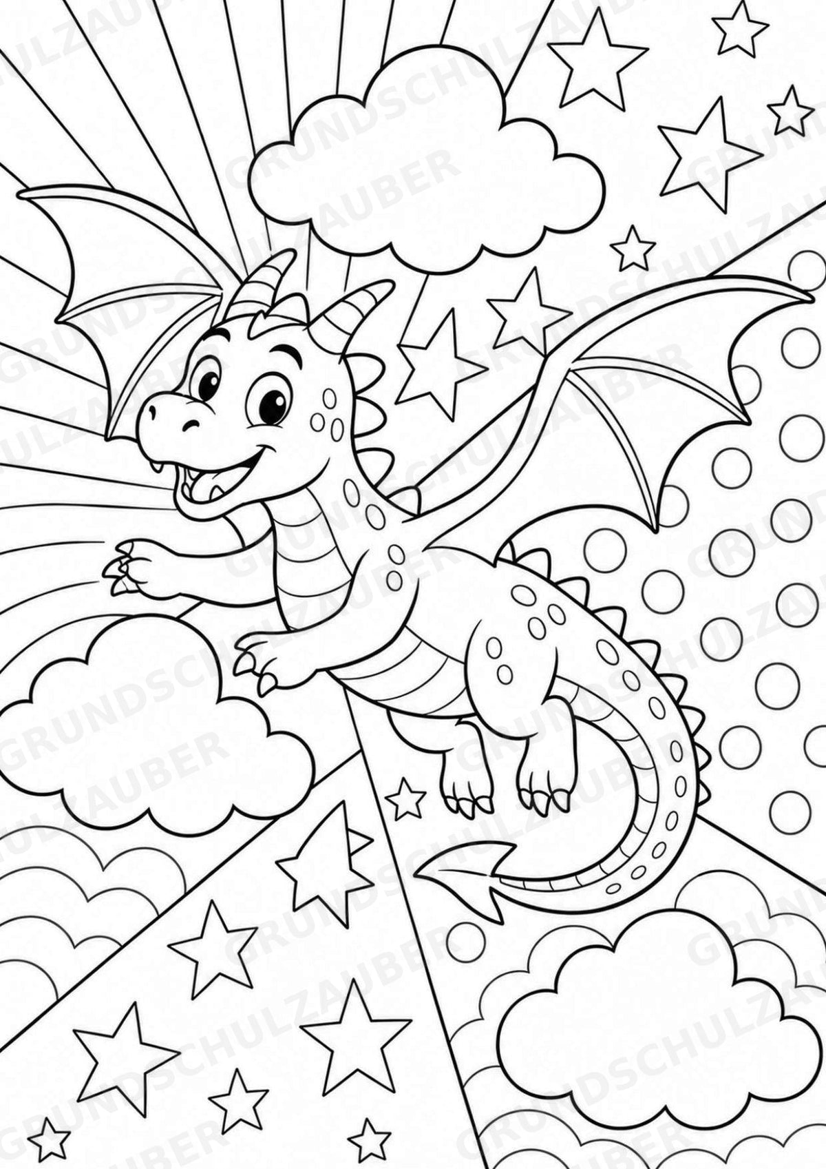 Drachen POP Art Ausmalbilder 15 Malvorlagen – Materialseite 4