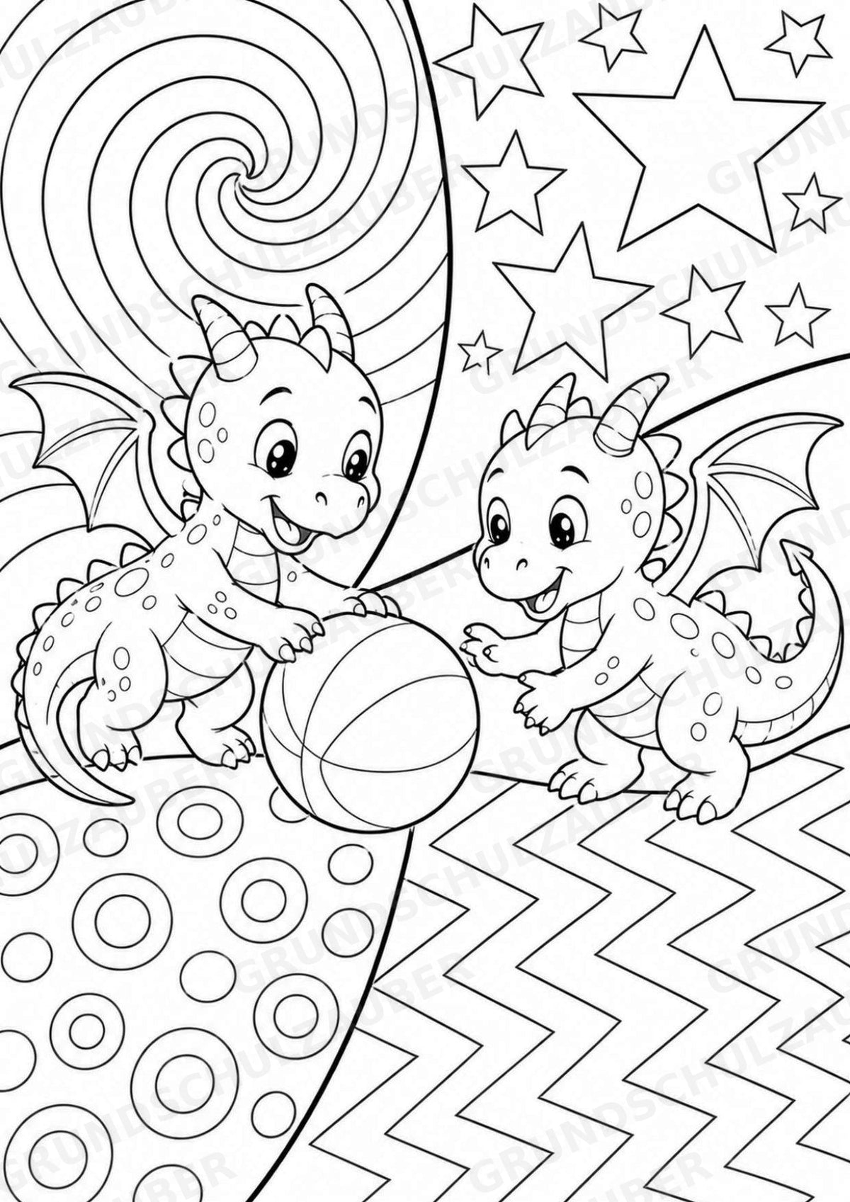 Drachen POP Art Ausmalbilder 15 Malvorlagen – Materialseite 7
