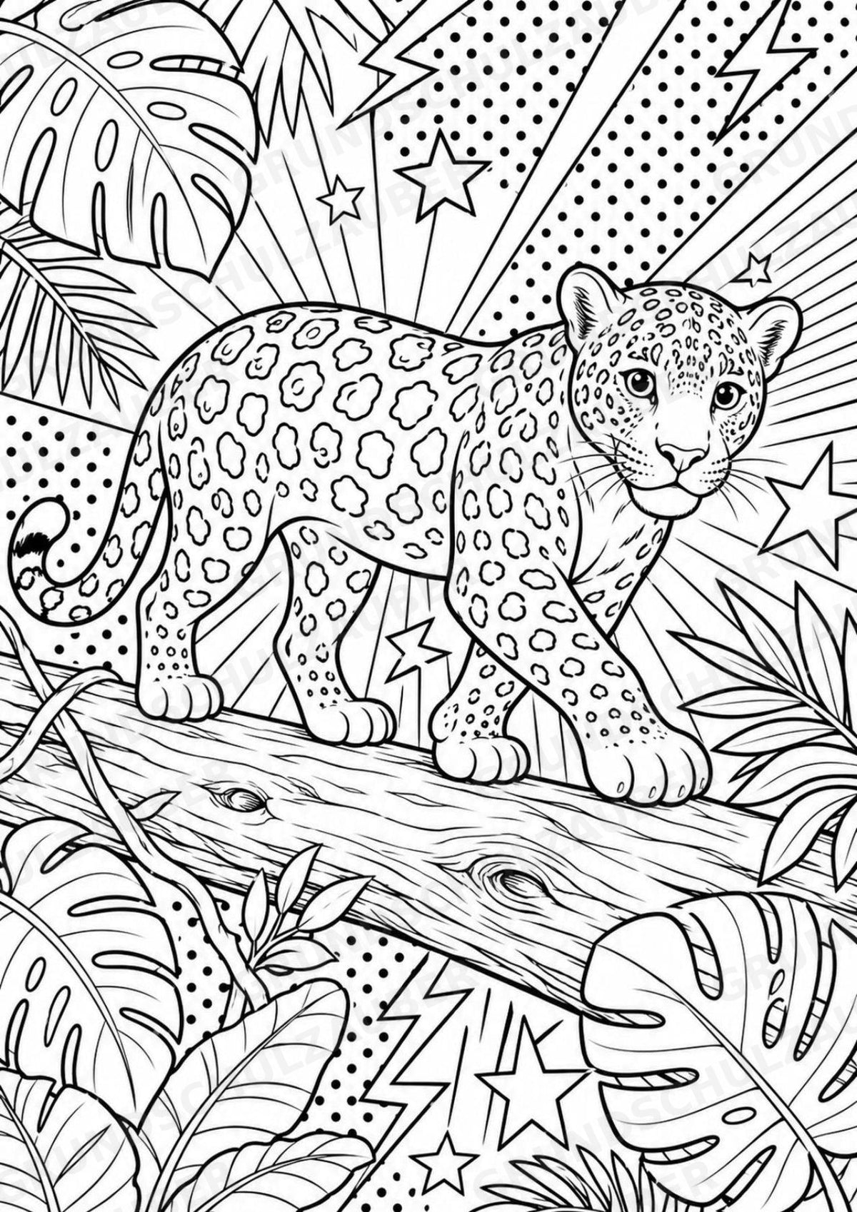 Dschungeltiere POP Art Ausmalbilder 15 Malvorlagen – Materialseite 7
