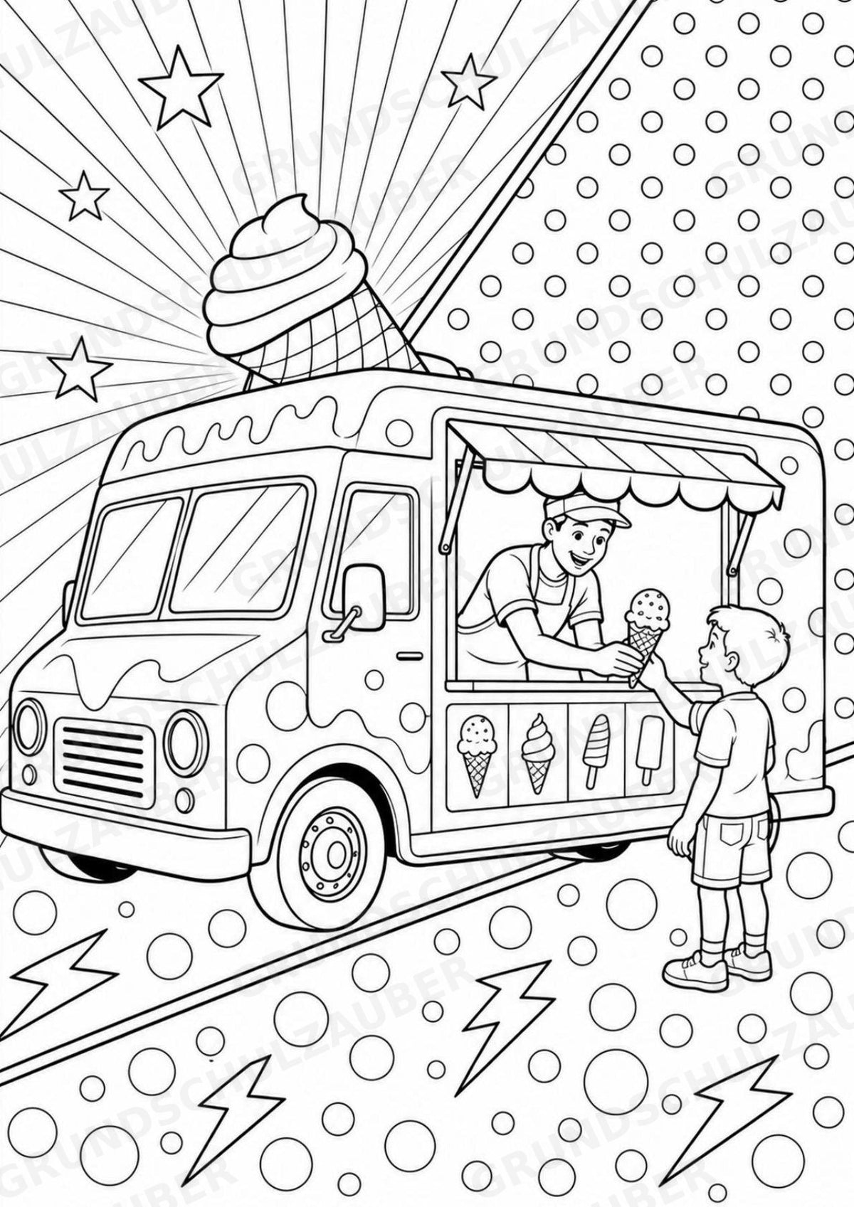 Eis im Sommer POP Art Ausmalbilder 15 Malvorlagen – Materialseite 4