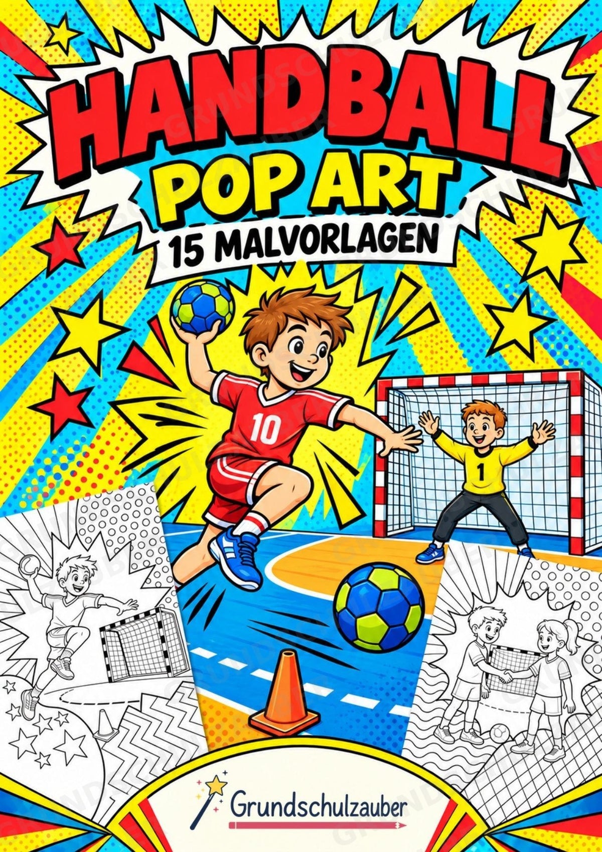 Handball POP Art Ausmalbilder 15 Malvorlagen – Cover