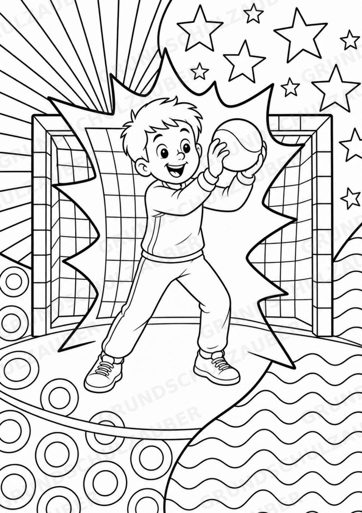 Handball POP Art Ausmalbilder 15 Malvorlagen – Materialseite 5