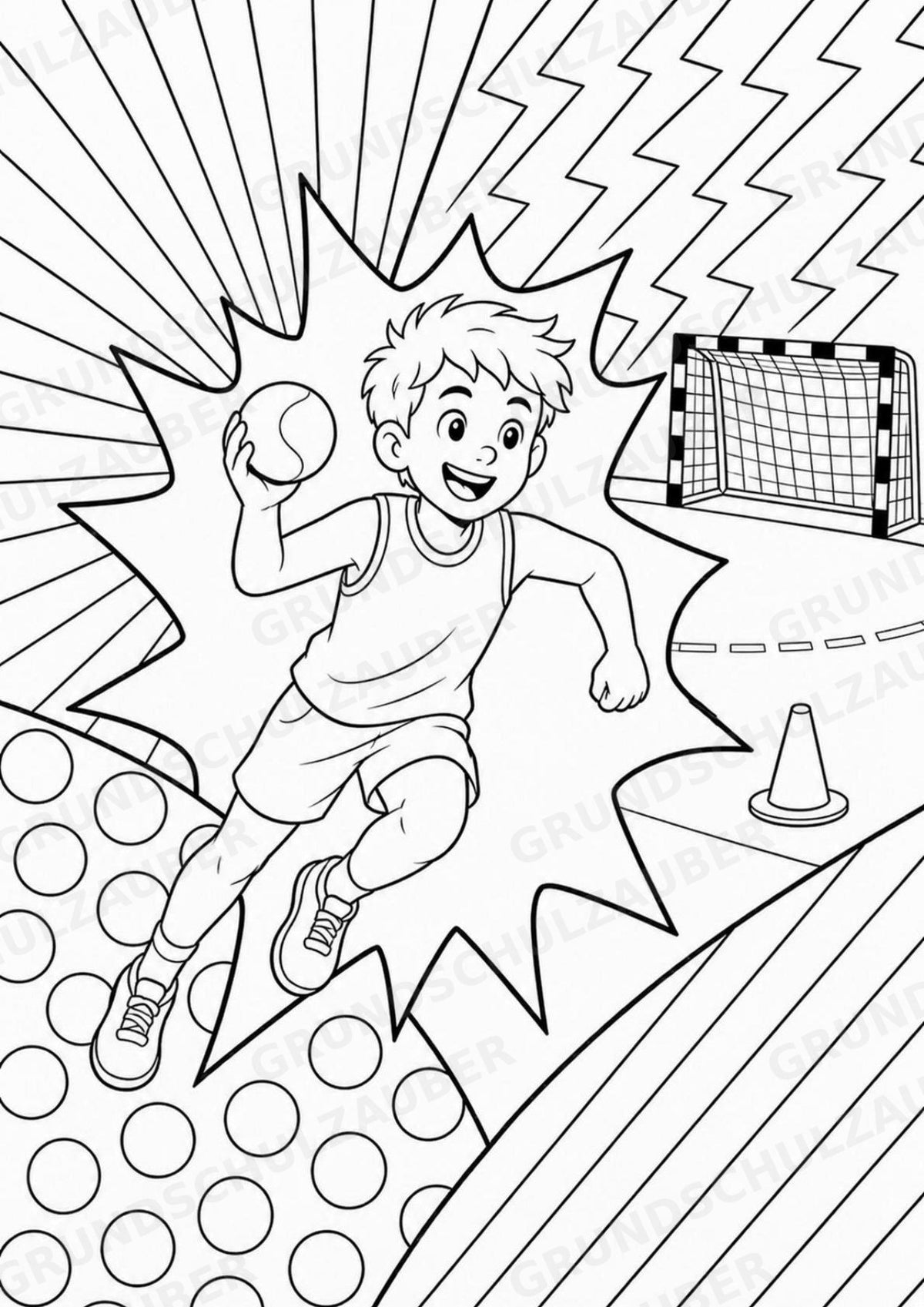 Handball POP Art Ausmalbilder 15 Malvorlagen – Materialseite 8