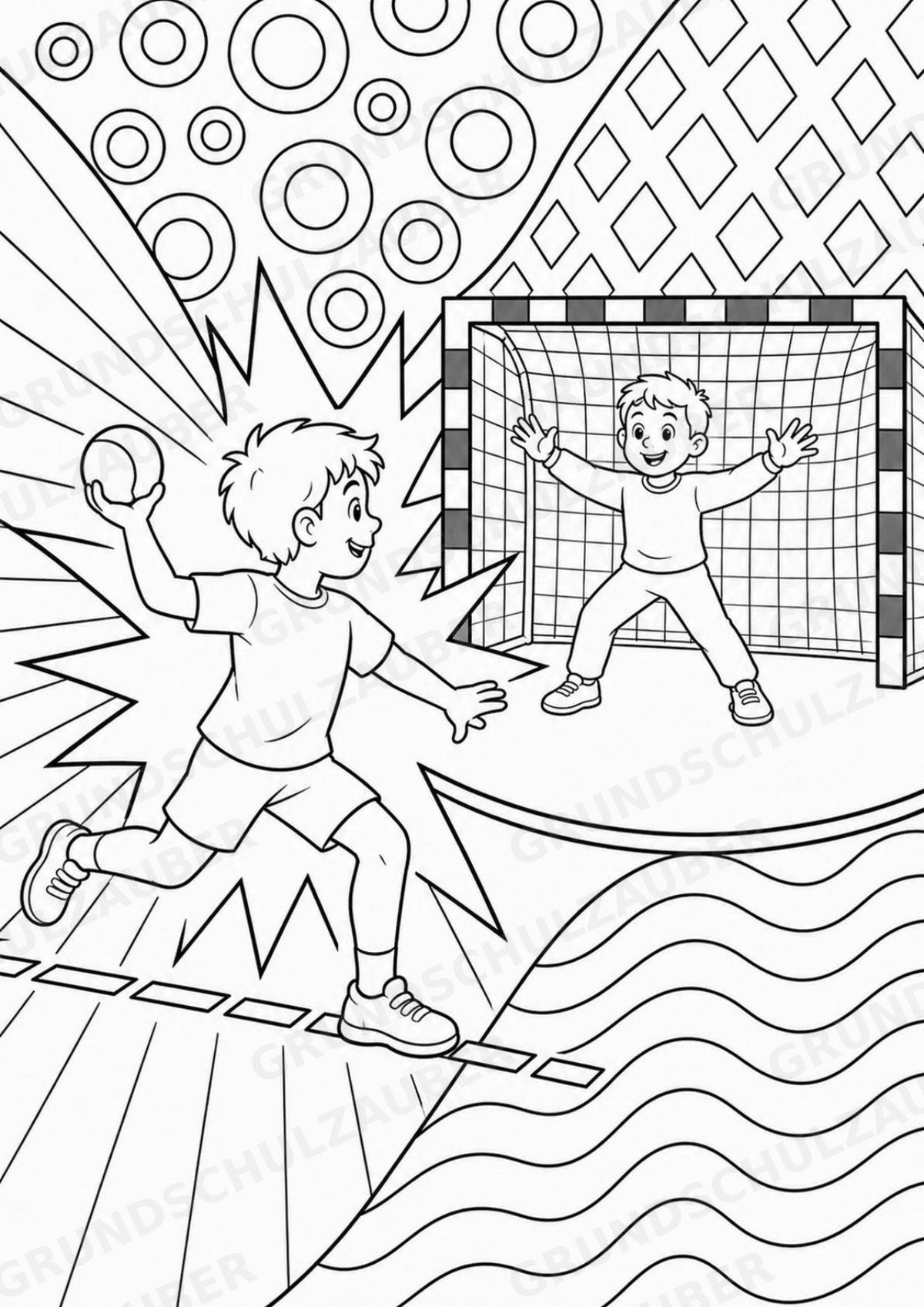 Handball POP Art Ausmalbilder 15 Malvorlagen – Materialseite 9