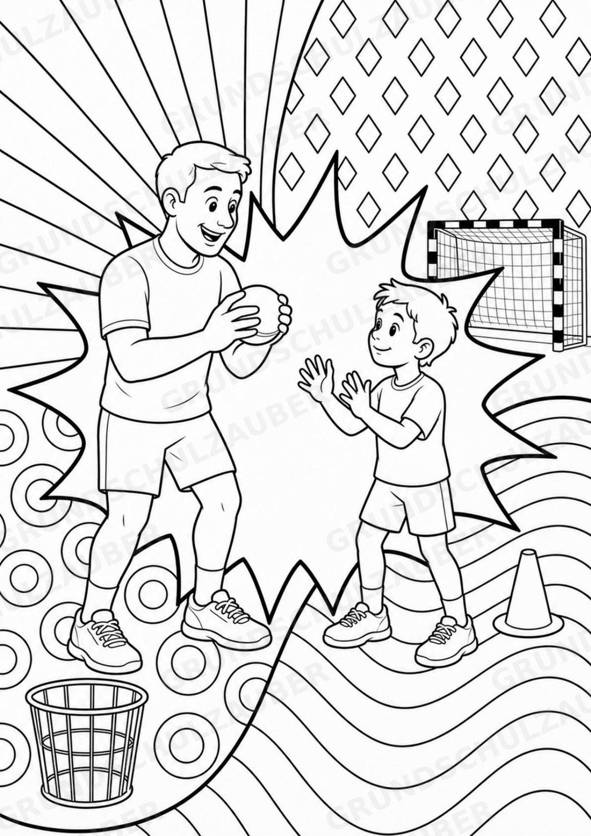 Handball POP Art Ausmalbilder 15 Malvorlagen – Materialseite 11