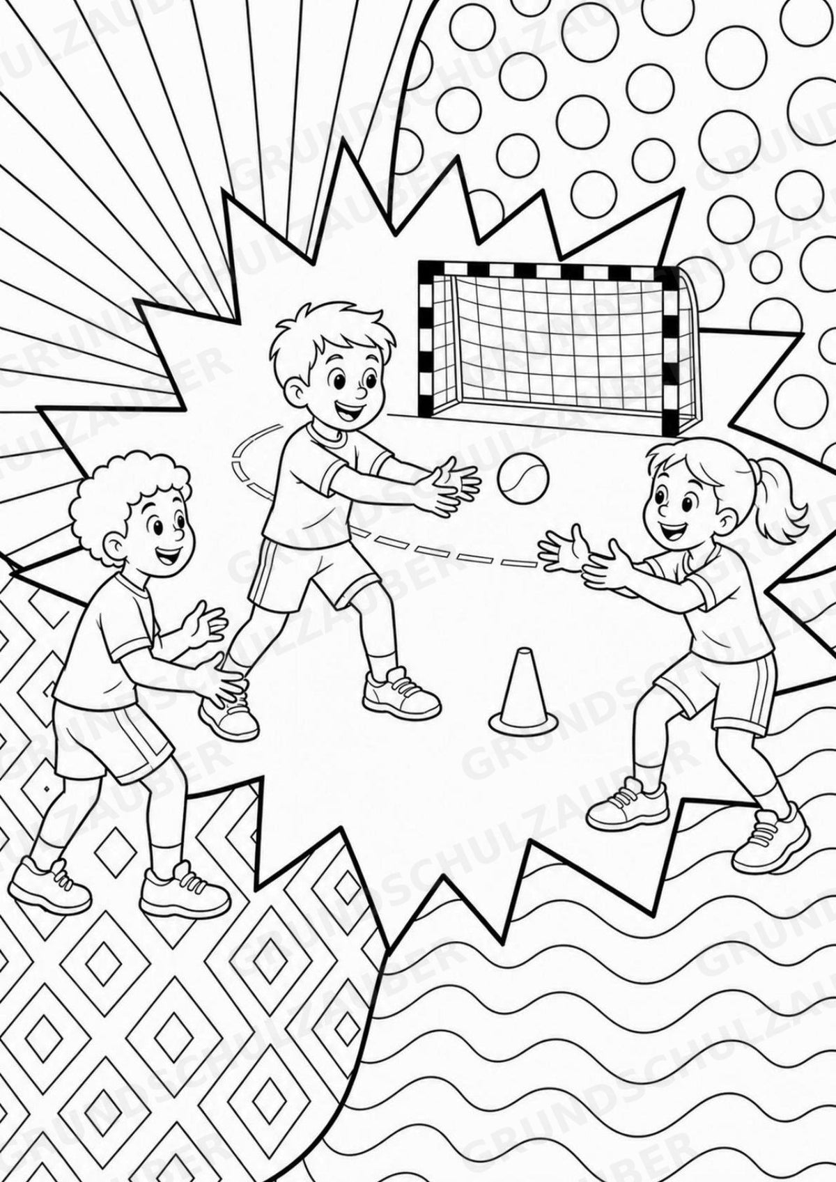 Handball POP Art Ausmalbilder 15 Malvorlagen – Materialseite 14