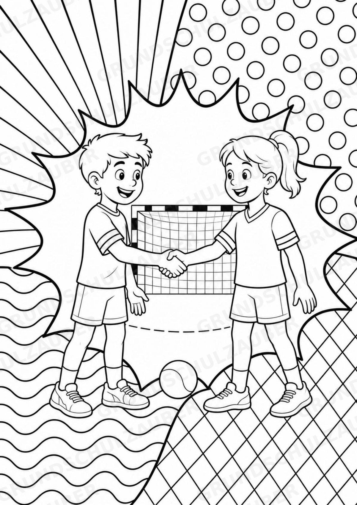 Handball POP Art Ausmalbilder 15 Malvorlagen – Materialseite 16