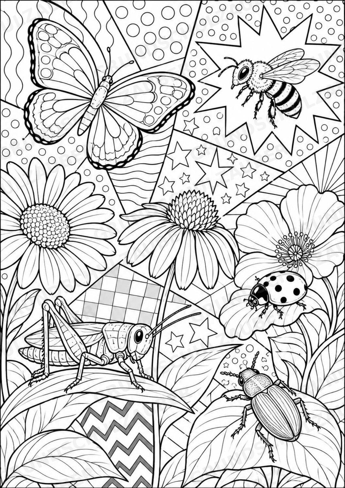 Insekten POP Art Ausmalbilder 15 Malvorlagen – Materialseite 16