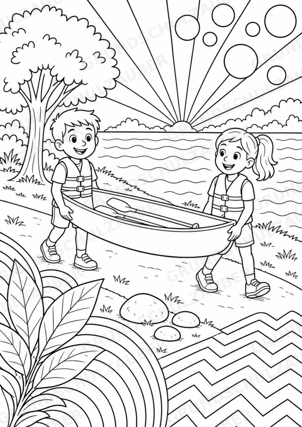 Kanufahren POP Art Ausmalbilder 15 Malvorlagen – Materialseite 11