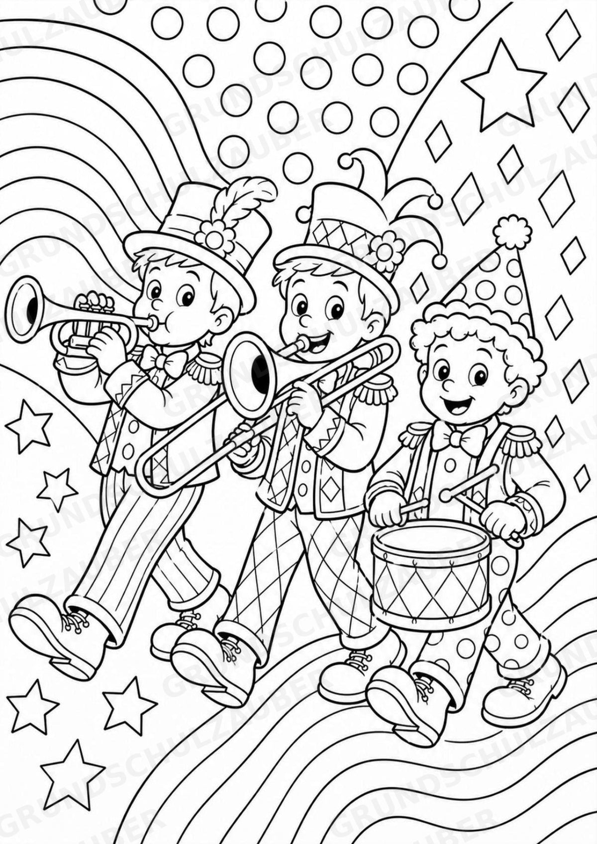 Karneval POP Art Ausmalbilder 15 Malvorlagen – Materialseite 7