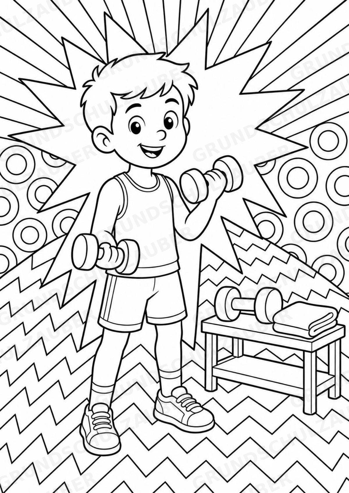Krafttraining POP Art Ausmalbilder 15 Malvorlagen – Materialseite 13