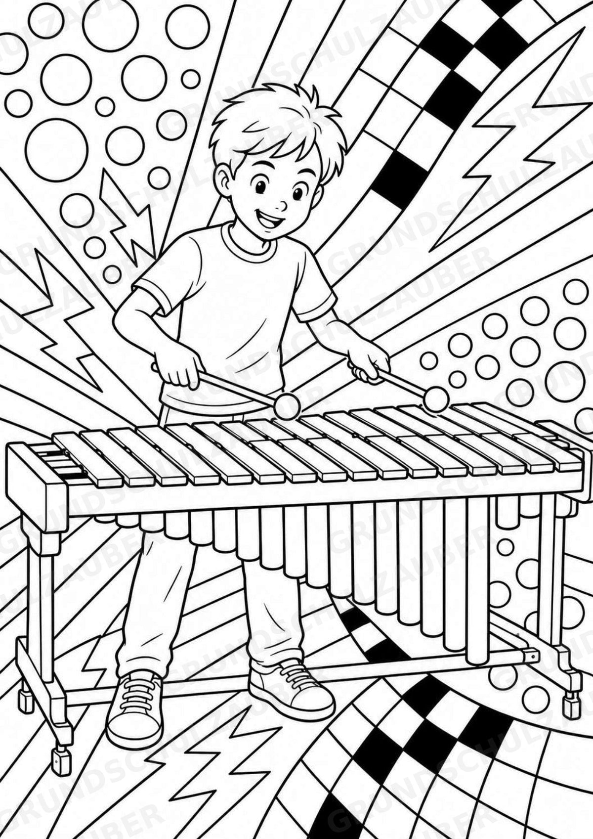 Musikinstrumente POP Art Ausmalbilder 15 Malvorlagen – Materialseite 15