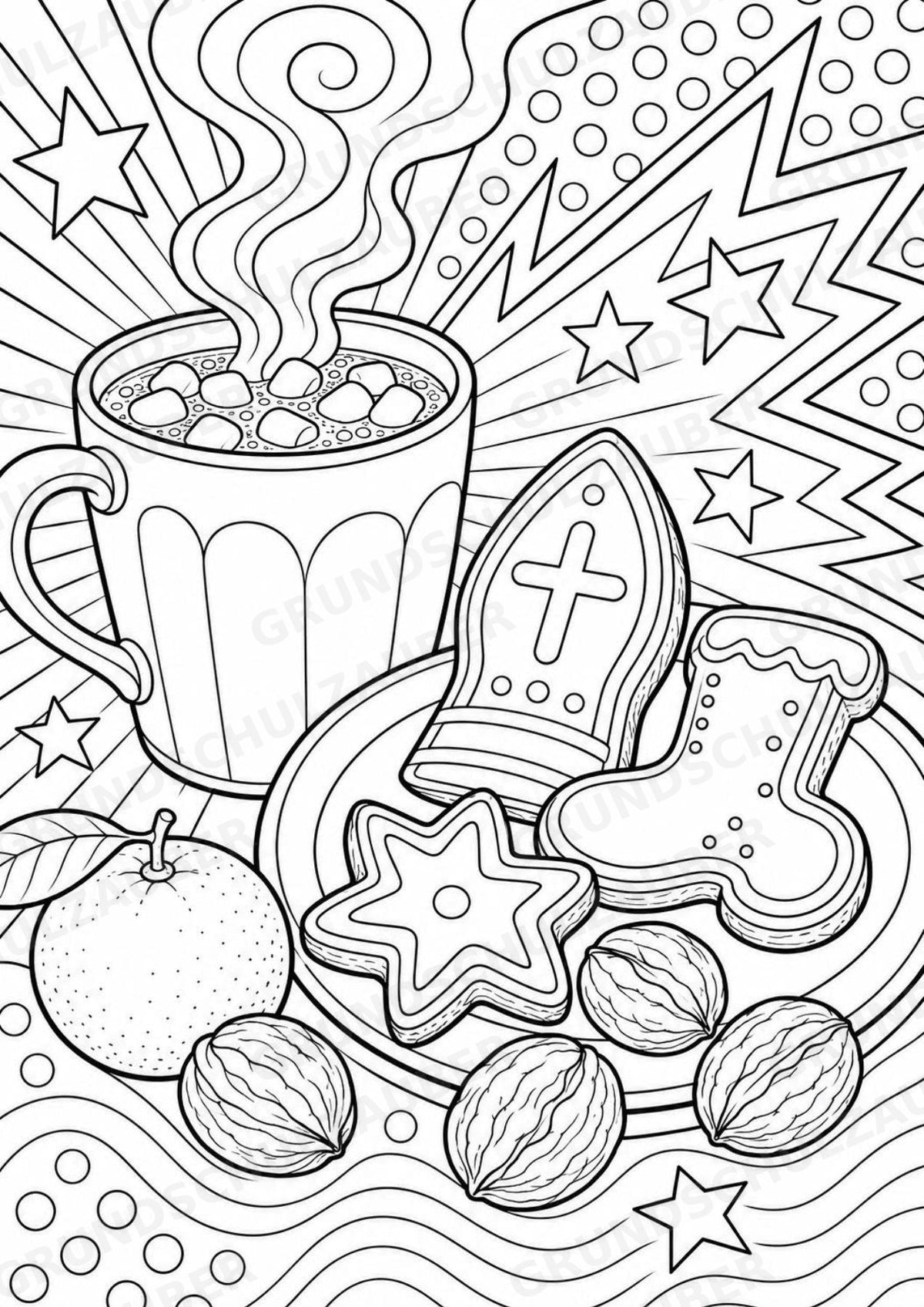 Nikolaus POP Art Ausmalbilder 15 Malvorlagen – Materialseite 10