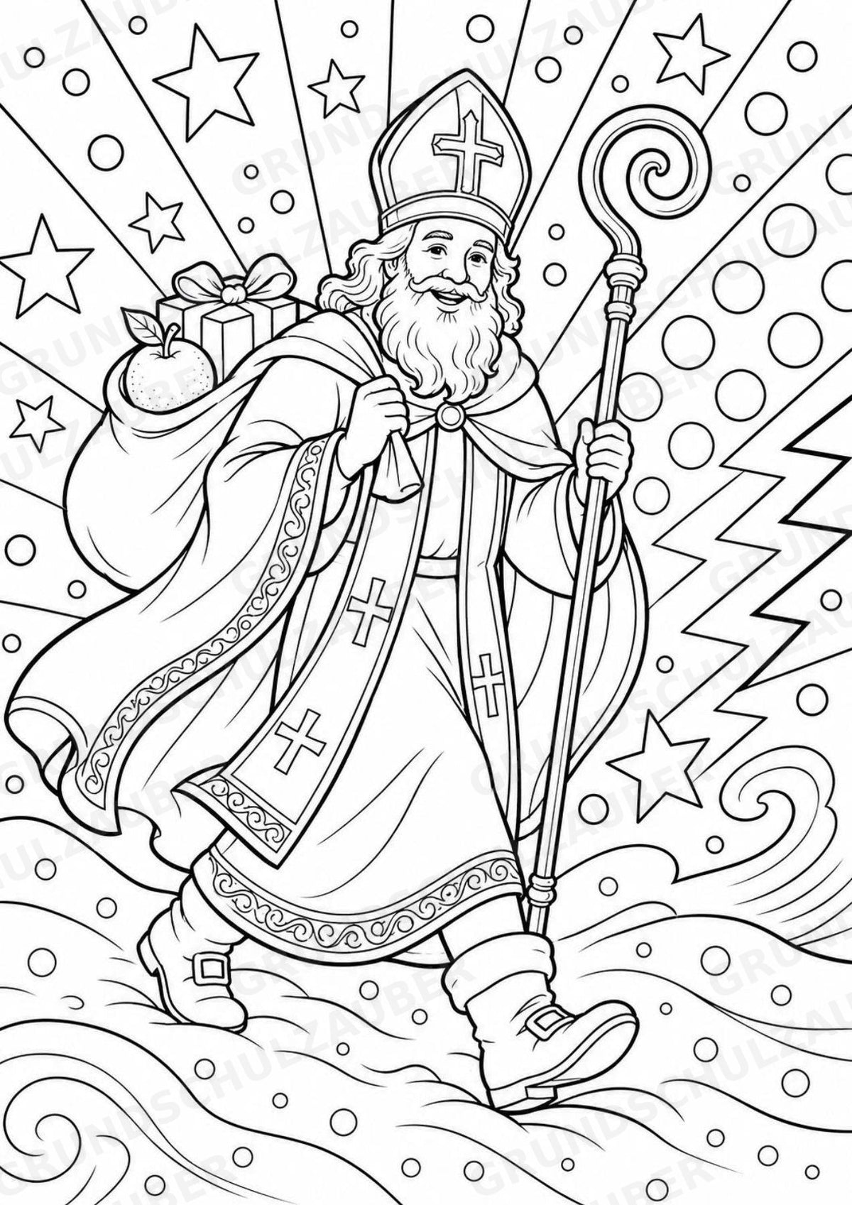 Nikolaus POP Art Ausmalbilder 15 Malvorlagen – Materialseite 16