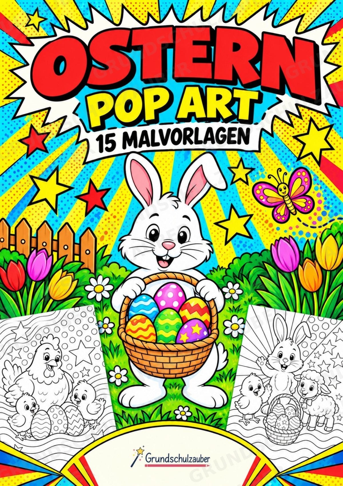Ostern POP Art Ausmalbilder 15 Malvorlagen – Cover