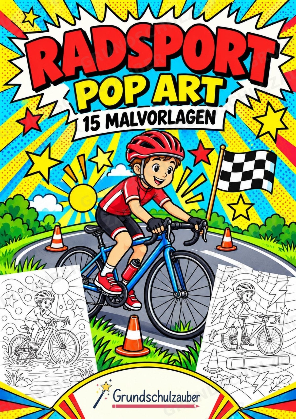 Radsport POP Art Ausmalbilder 15 Malvorlagen – Cover