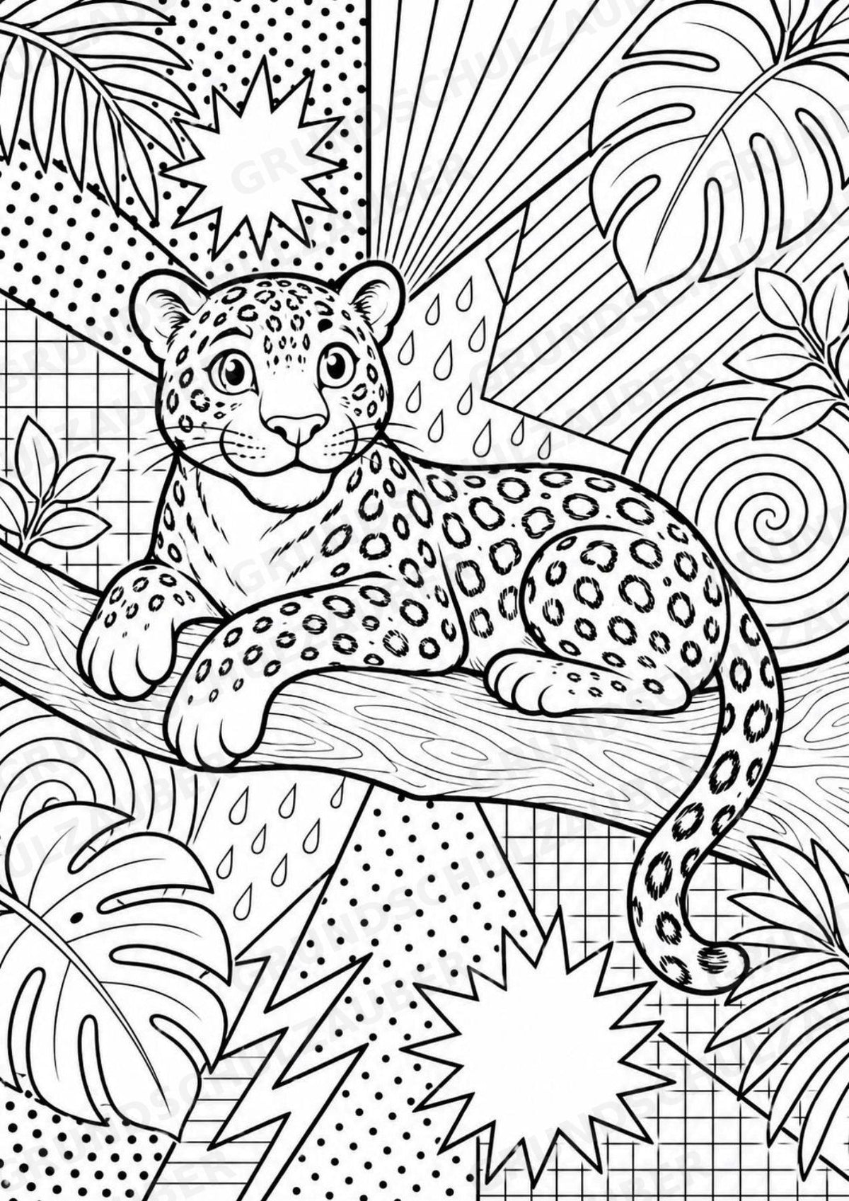 Regenwald POP Art Ausmalbilder 15 Malvorlagen – Materialseite 5