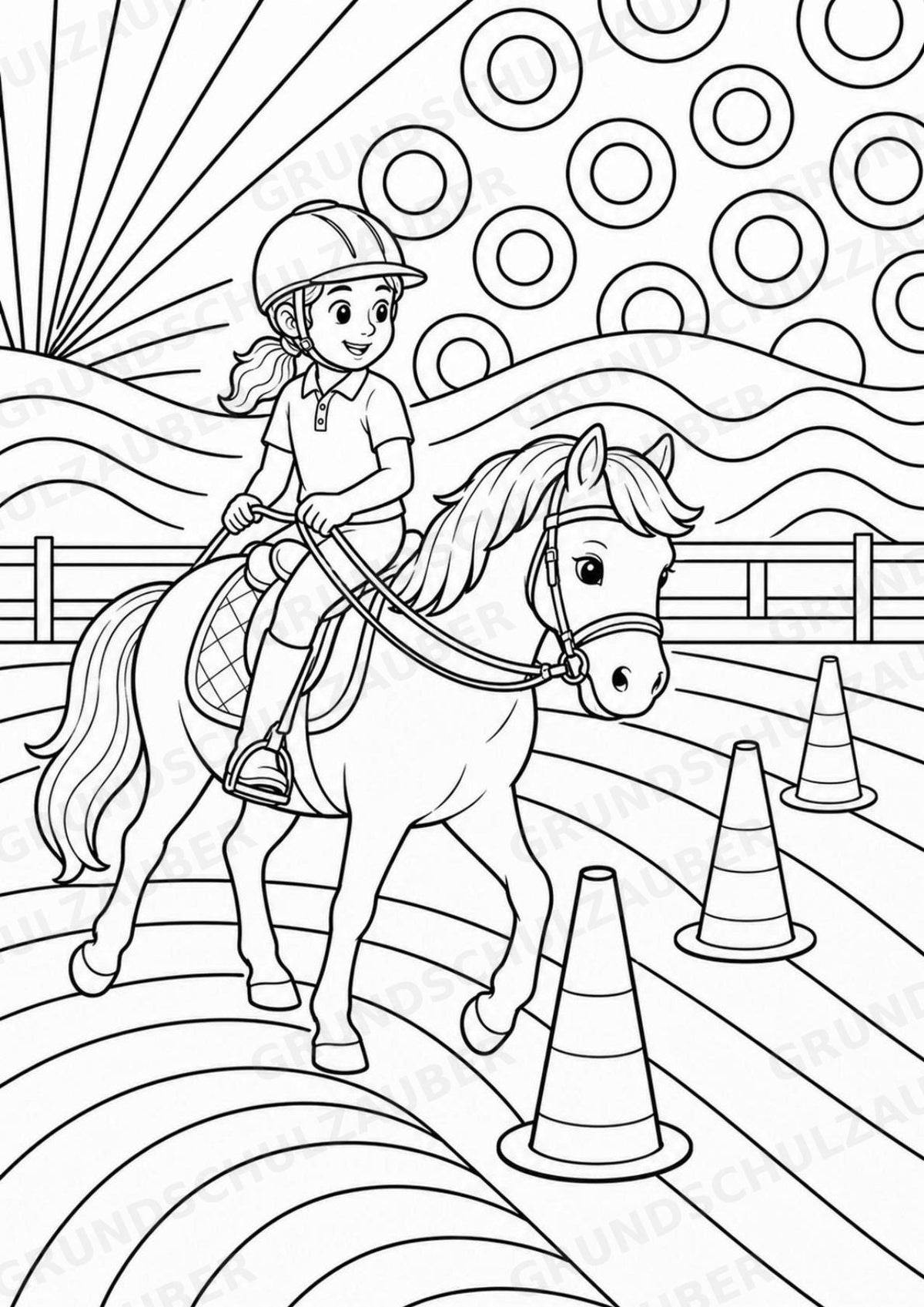 Reiten POP Art Ausmalbilder 15 Malvorlagen – Materialseite 3