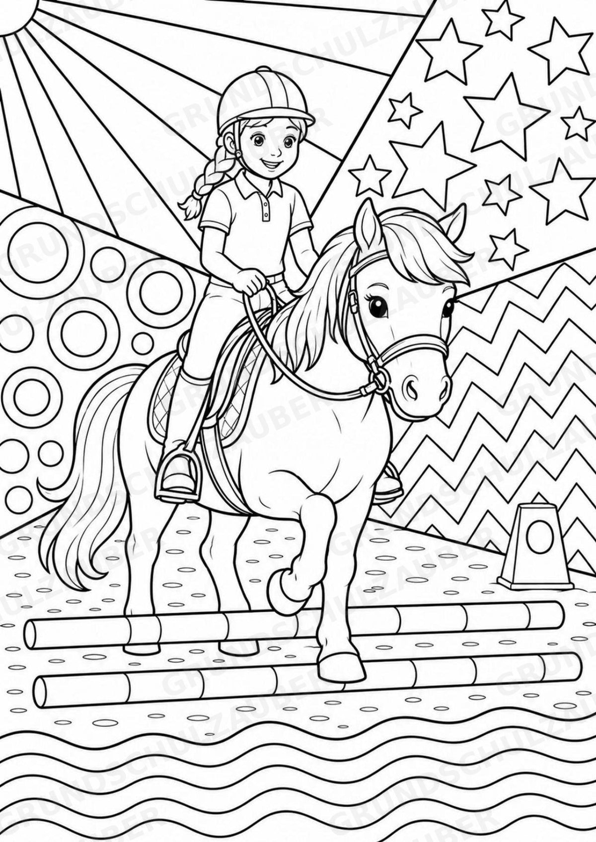 Reiten POP Art Ausmalbilder 15 Malvorlagen – Materialseite 4