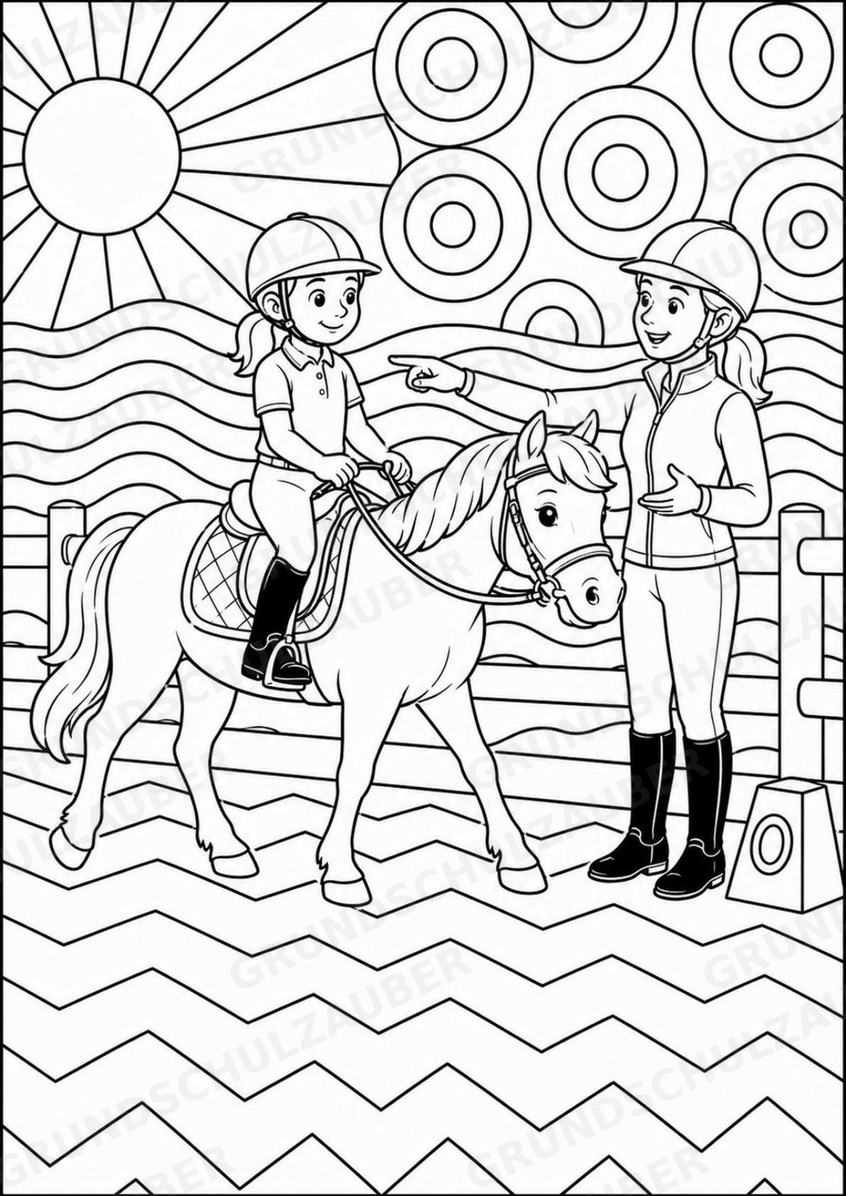 Reiten POP Art Ausmalbilder 15 Malvorlagen – Materialseite 6