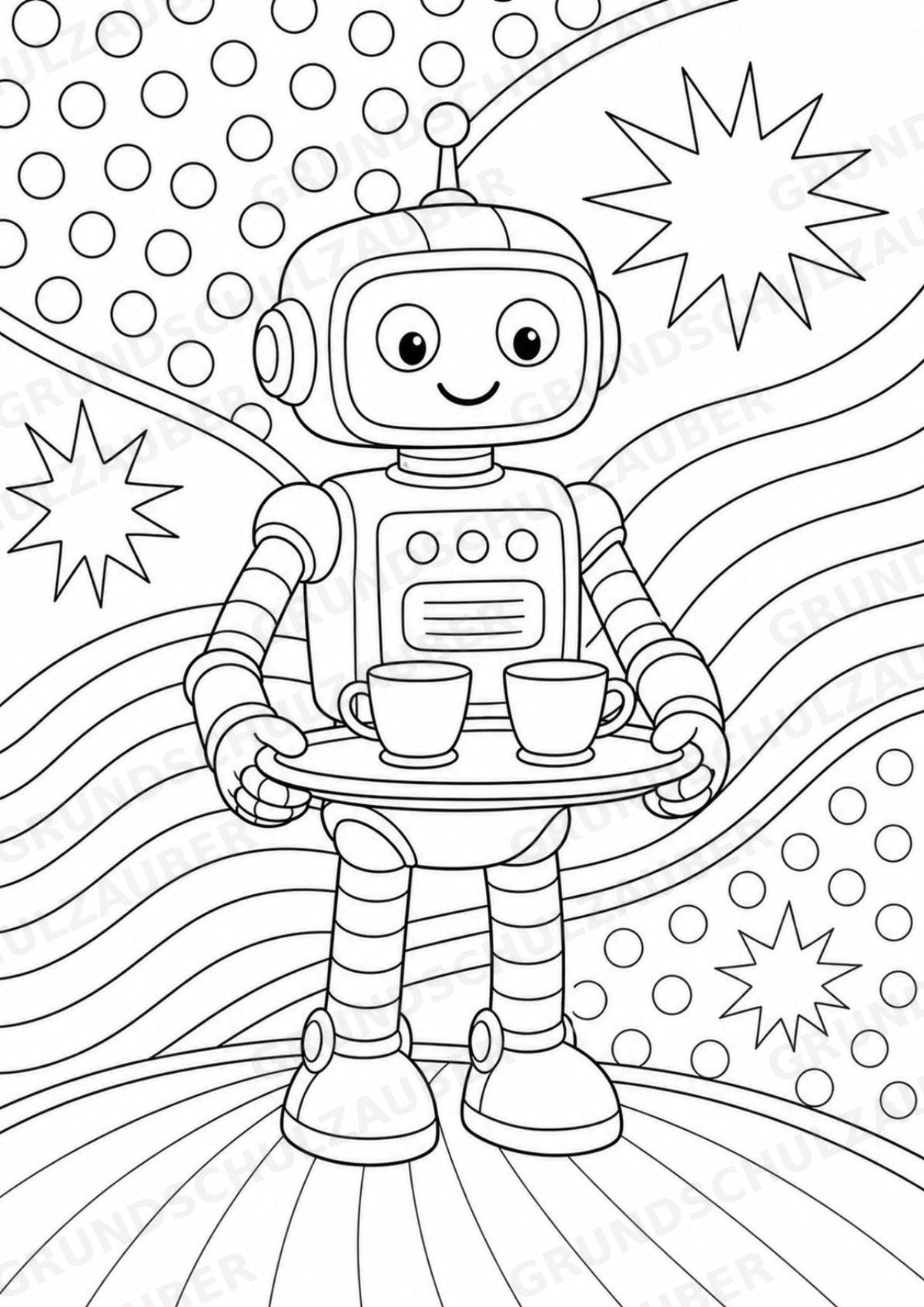 Roboter POP Art Ausmalbilder 15 Malvorlagen – Materialseite 5