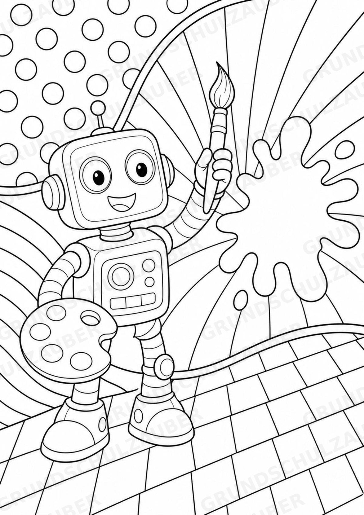 Roboter POP Art Ausmalbilder 15 Malvorlagen – Materialseite 9