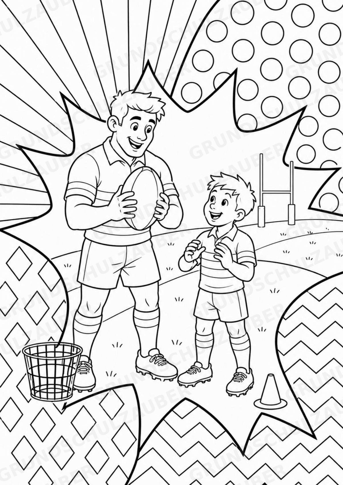 Rugby POP Art Ausmalbilder 15 Malvorlagen – Materialseite 10