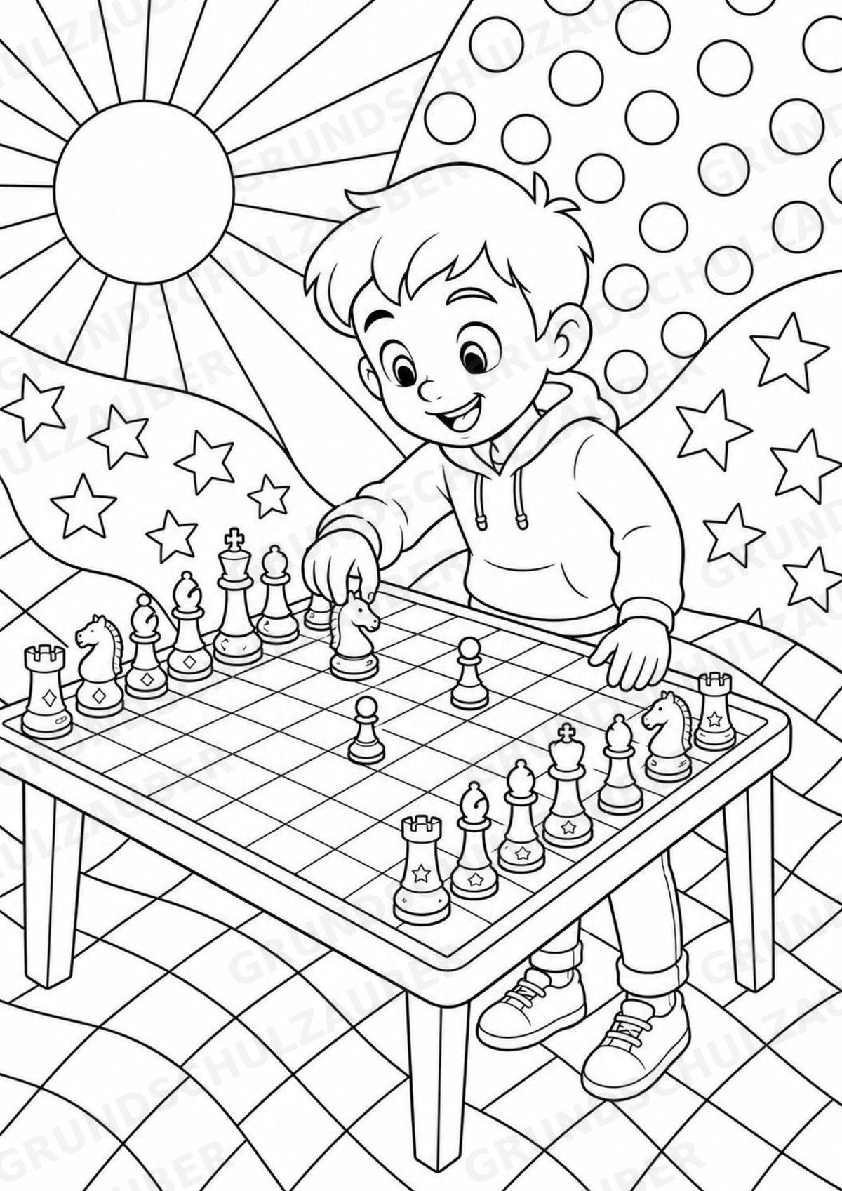Schach POP Art Ausmalbilder 15 Malvorlagen – Materialseite 2