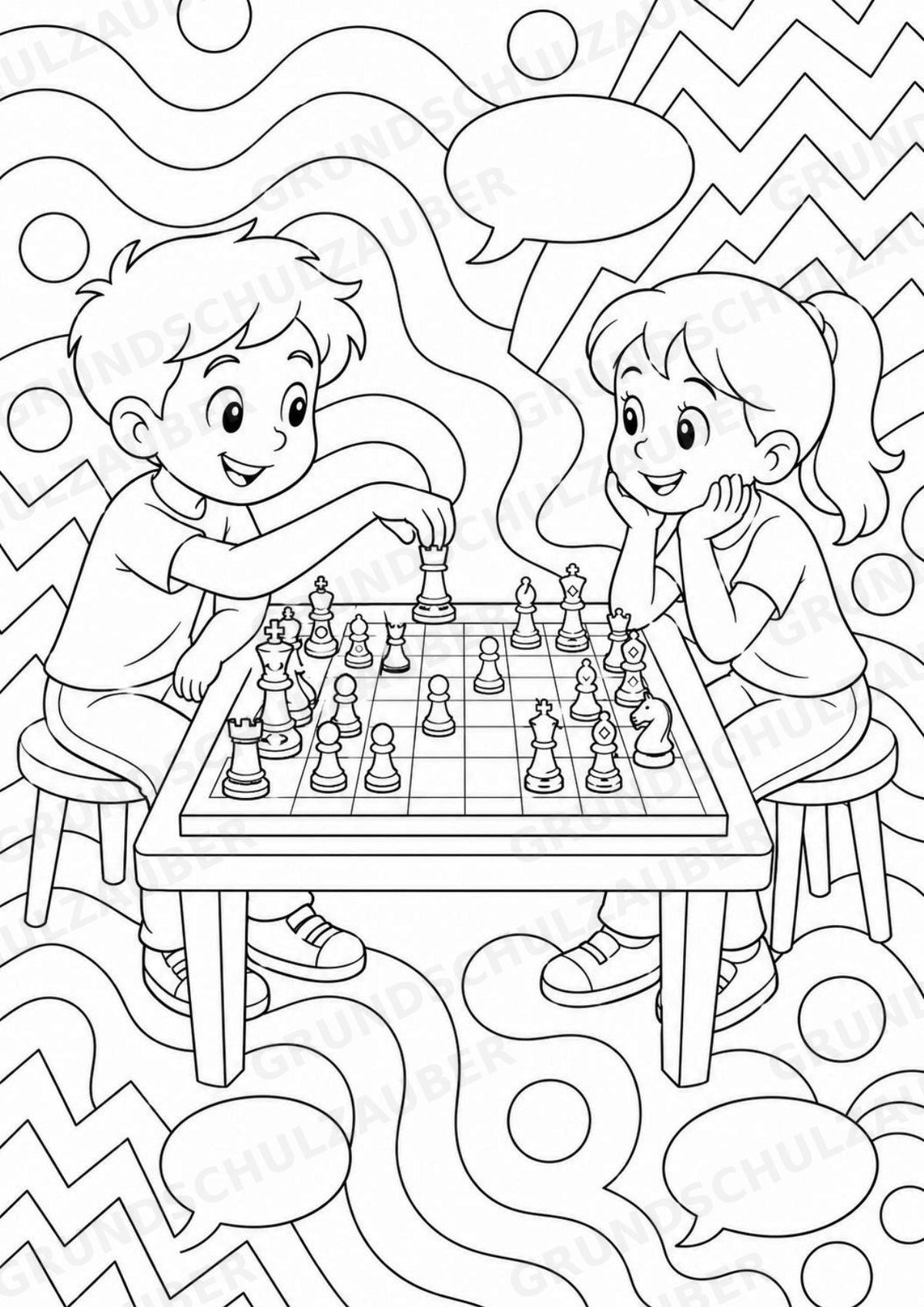 Schach POP Art Ausmalbilder 15 Malvorlagen – Materialseite 3