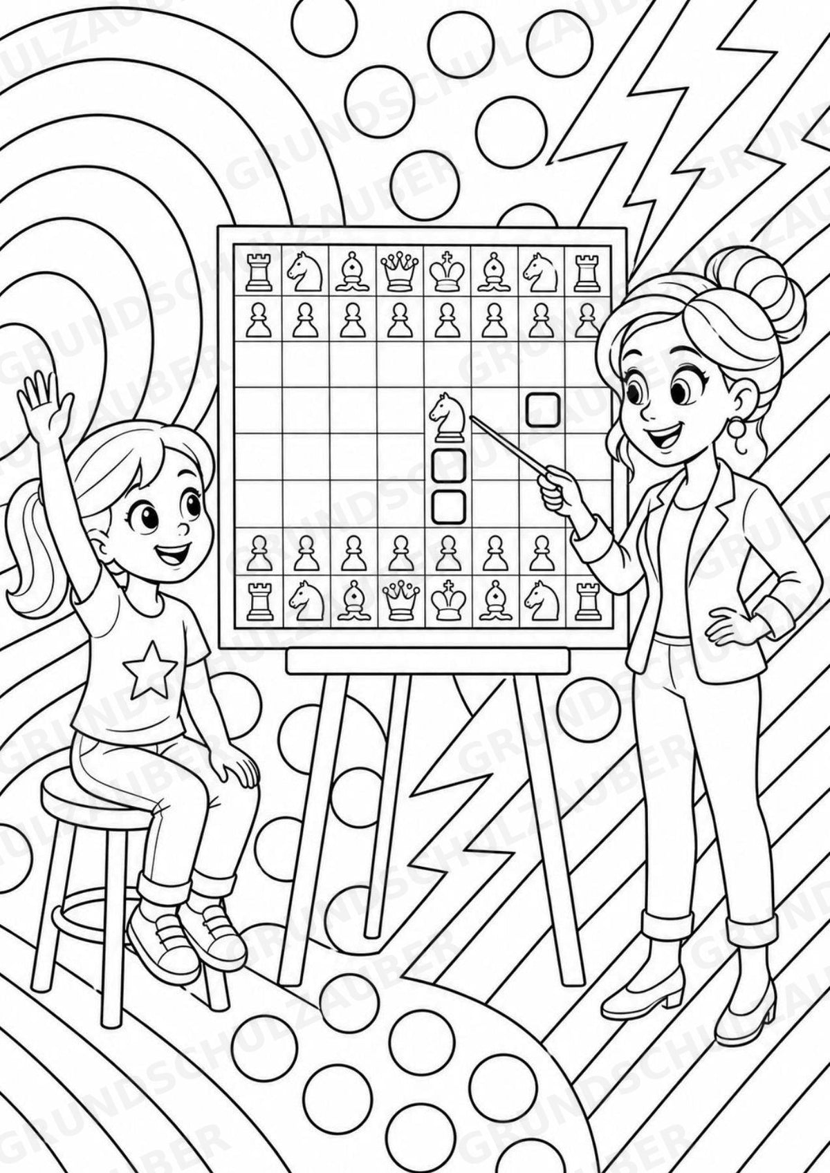 Schach POP Art Ausmalbilder 15 Malvorlagen – Materialseite 4