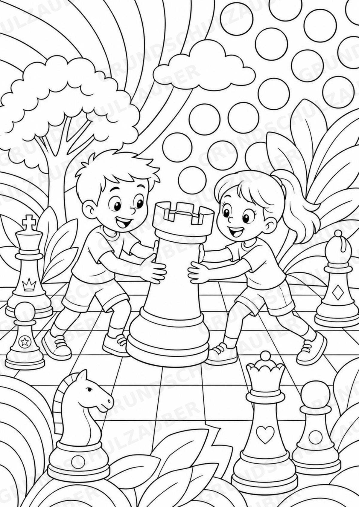 Schach POP Art Ausmalbilder 15 Malvorlagen – Materialseite 5