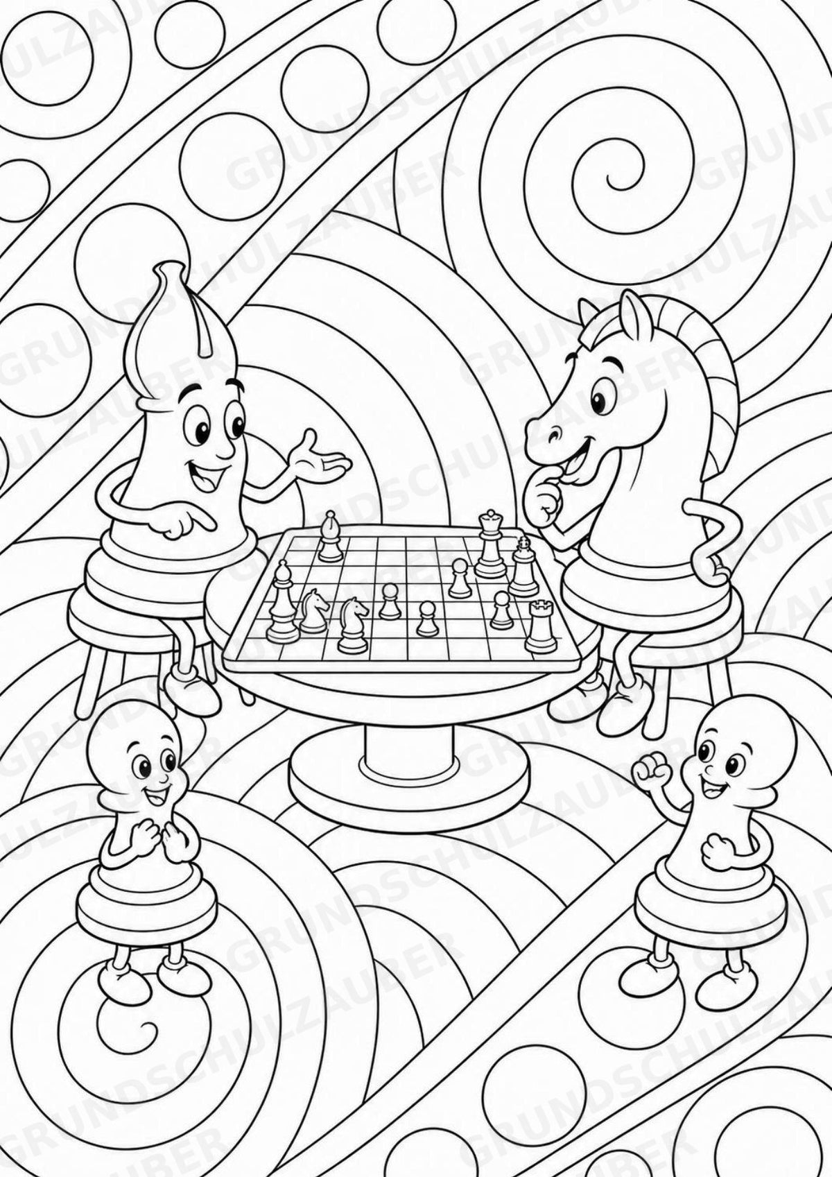 Schach POP Art Ausmalbilder 15 Malvorlagen – Materialseite 15