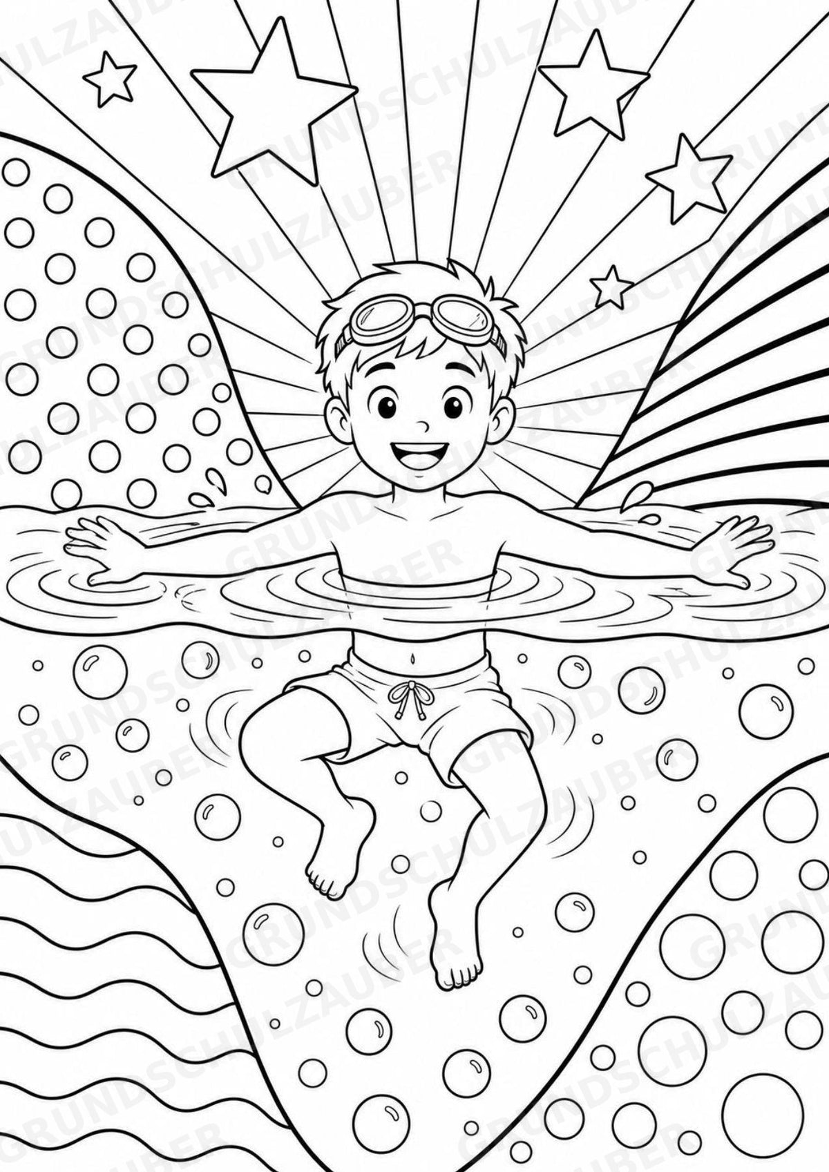 Schwimmen POP Art Ausmalbilder 15 Malvorlagen – Materialseite 13