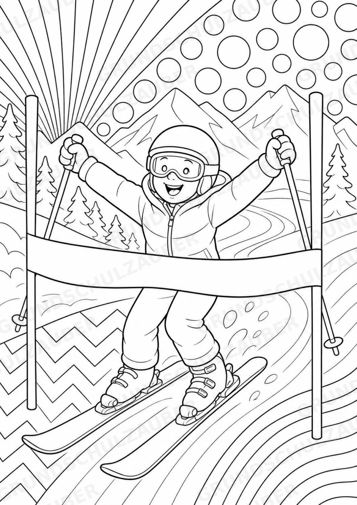Skifahren POP Art Ausmalbilder 15 Malvorlagen – Materialseite 12