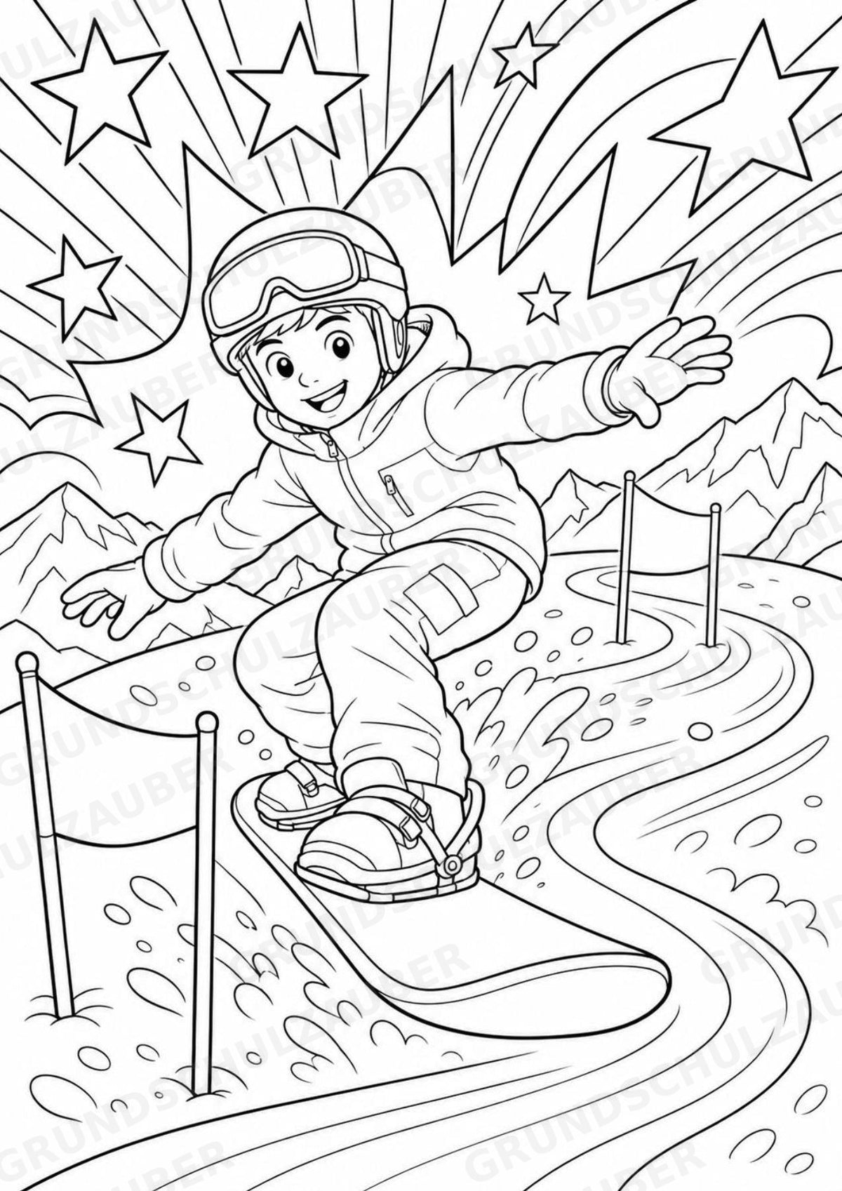 Snowboarding POP Art Ausmalbilder 15 Malvorlagen – Materialseite 4