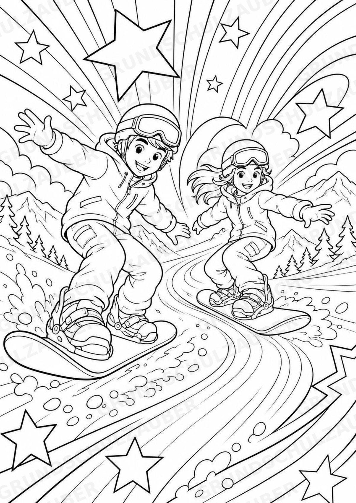 Snowboarding POP Art Ausmalbilder 15 Malvorlagen – Materialseite 7