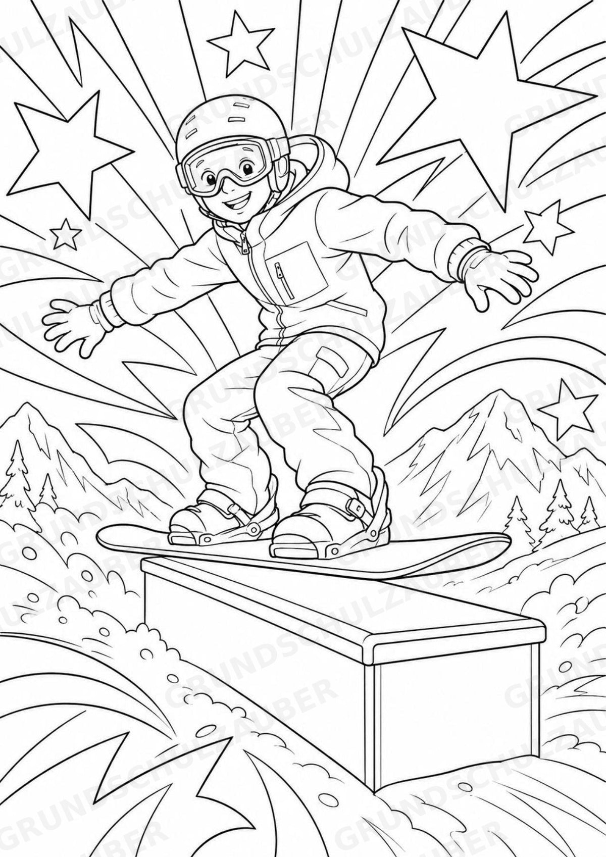 Snowboarding POP Art Ausmalbilder 15 Malvorlagen – Materialseite 10