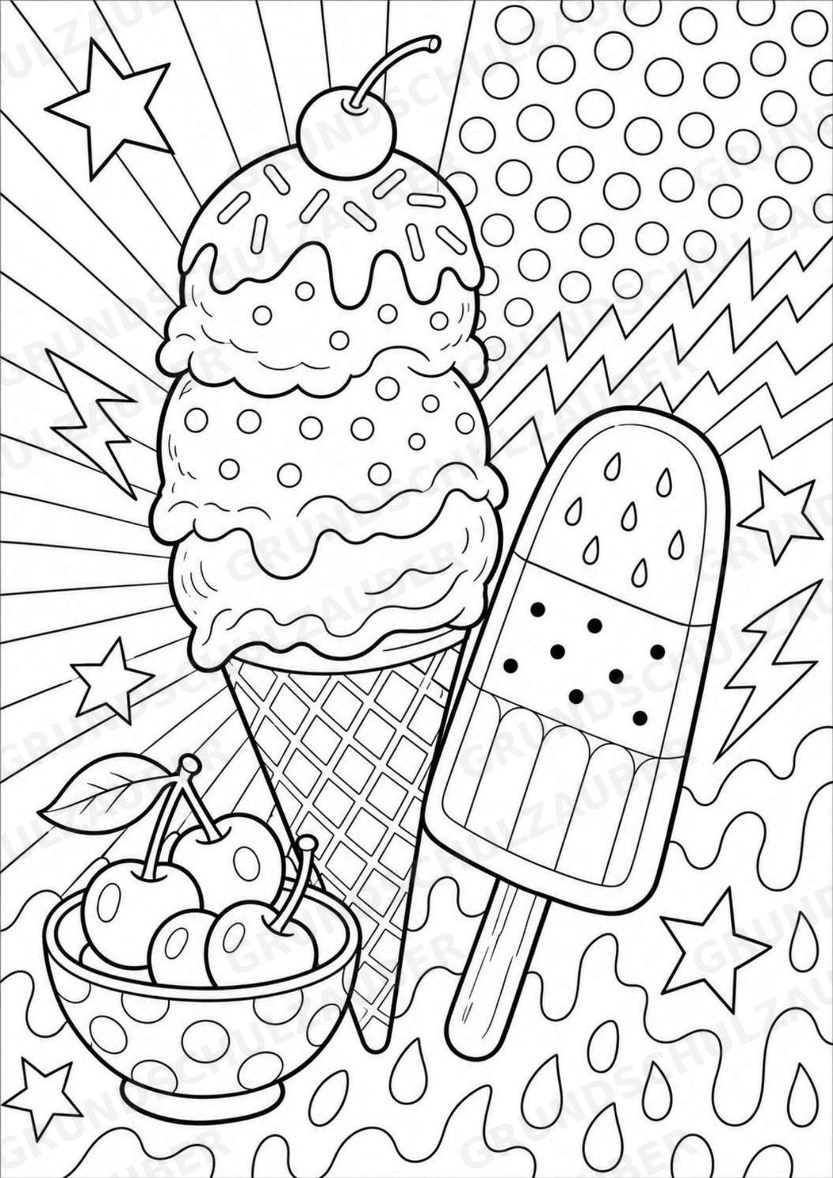 Sommer POP Art Ausmalbilder 15 Malvorlagen – Materialseite 3