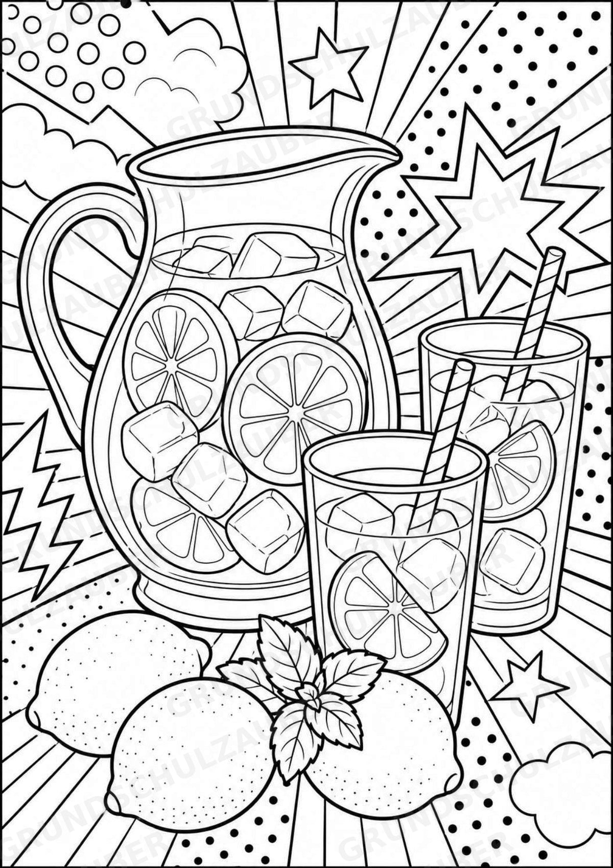 Sommer POP Art Ausmalbilder 15 Malvorlagen – Materialseite 9