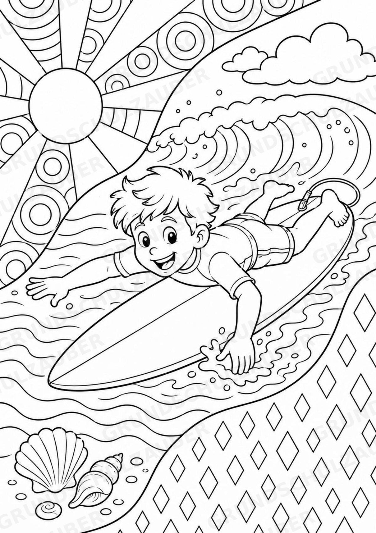 Surfen POP Art Ausmalbilder 15 Malvorlagen – Materialseite 3