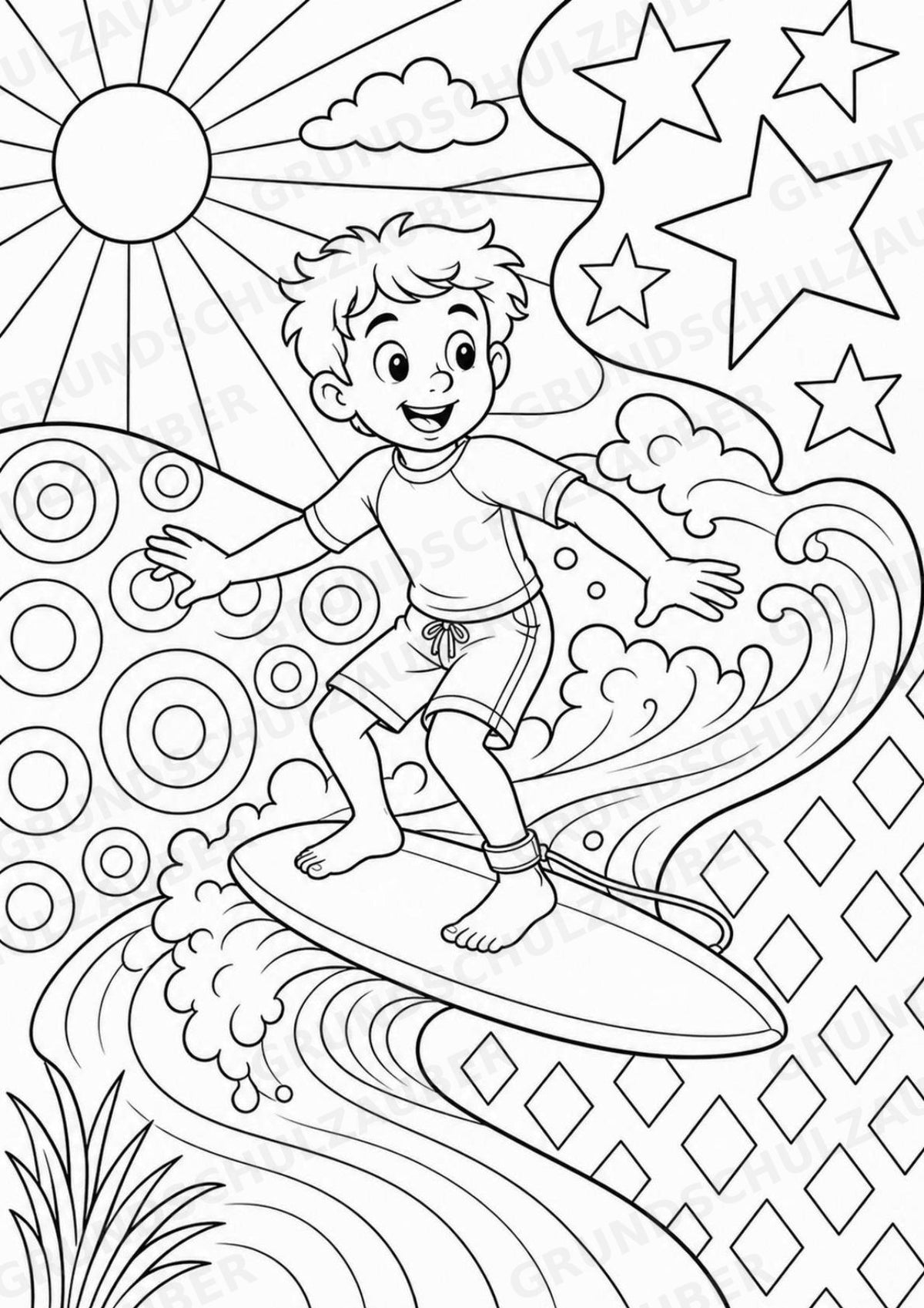 Surfen POP Art Ausmalbilder 15 Malvorlagen – Materialseite 5