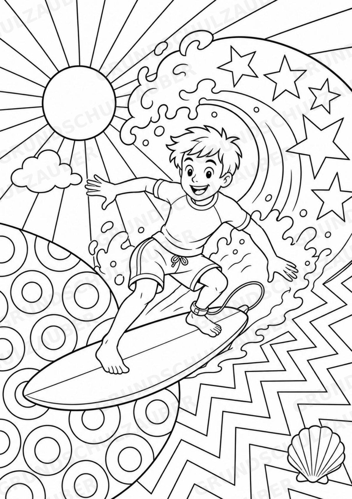 Surfen POP Art Ausmalbilder 15 Malvorlagen – Materialseite 6