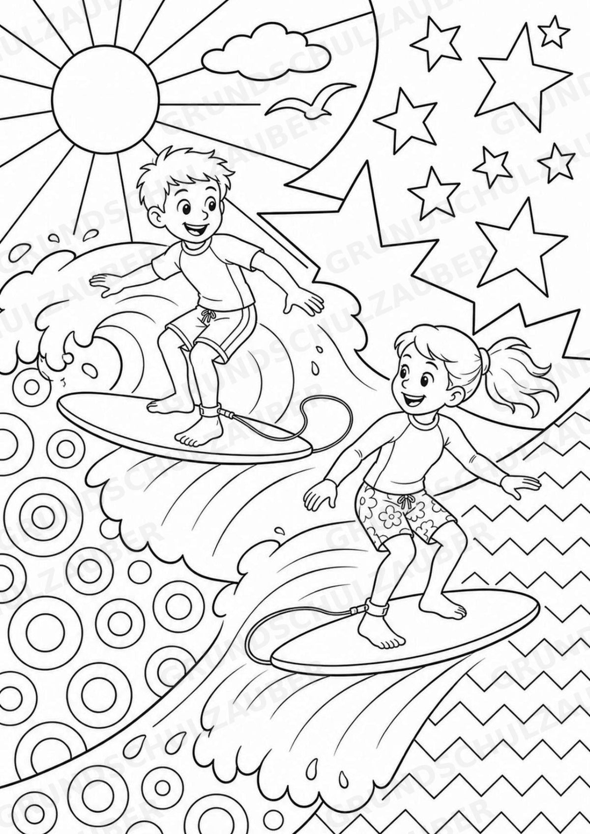 Surfen POP Art Ausmalbilder 15 Malvorlagen – Materialseite 10