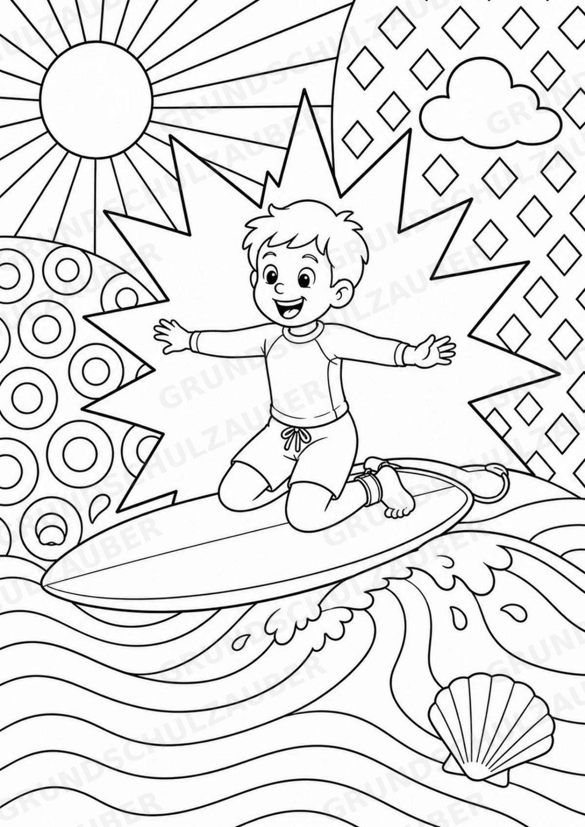 Surfen POP Art Ausmalbilder 15 Malvorlagen – Materialseite 11