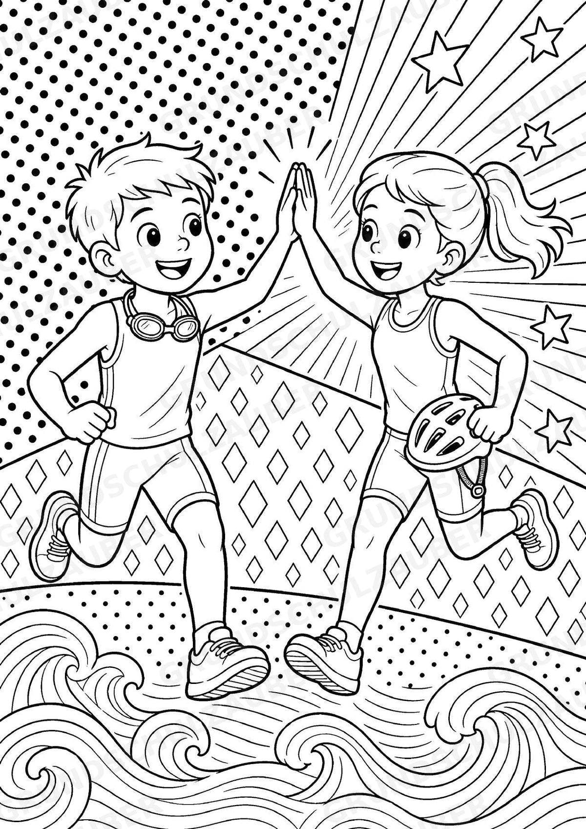 Triathlon POP Art Ausmalbilder 15 Malvorlagen – Materialseite 15