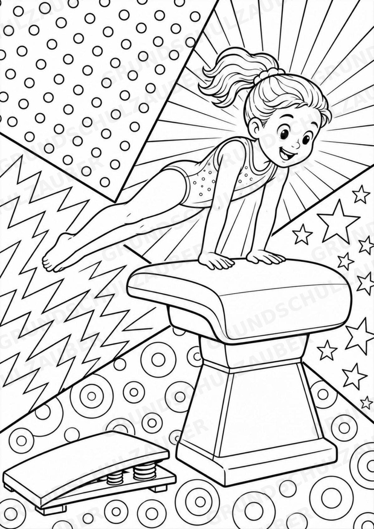 Turnen POP Art Ausmalbilder 15 Malvorlagen – Materialseite 5
