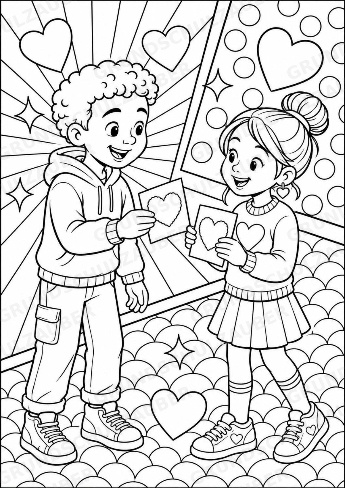 Valentinstag POP Art Ausmalbilder 15 Malvorlagen – Materialseite 5