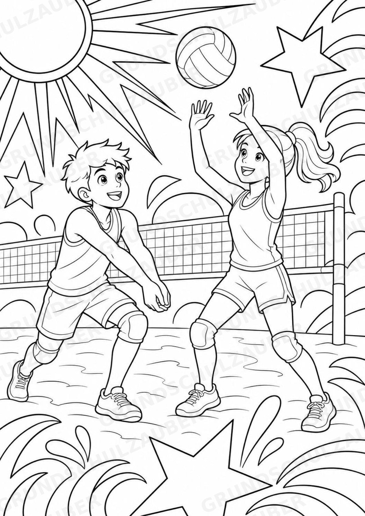 Volleyball POP Art Ausmalbilder 15 Malvorlagen – Materialseite 11