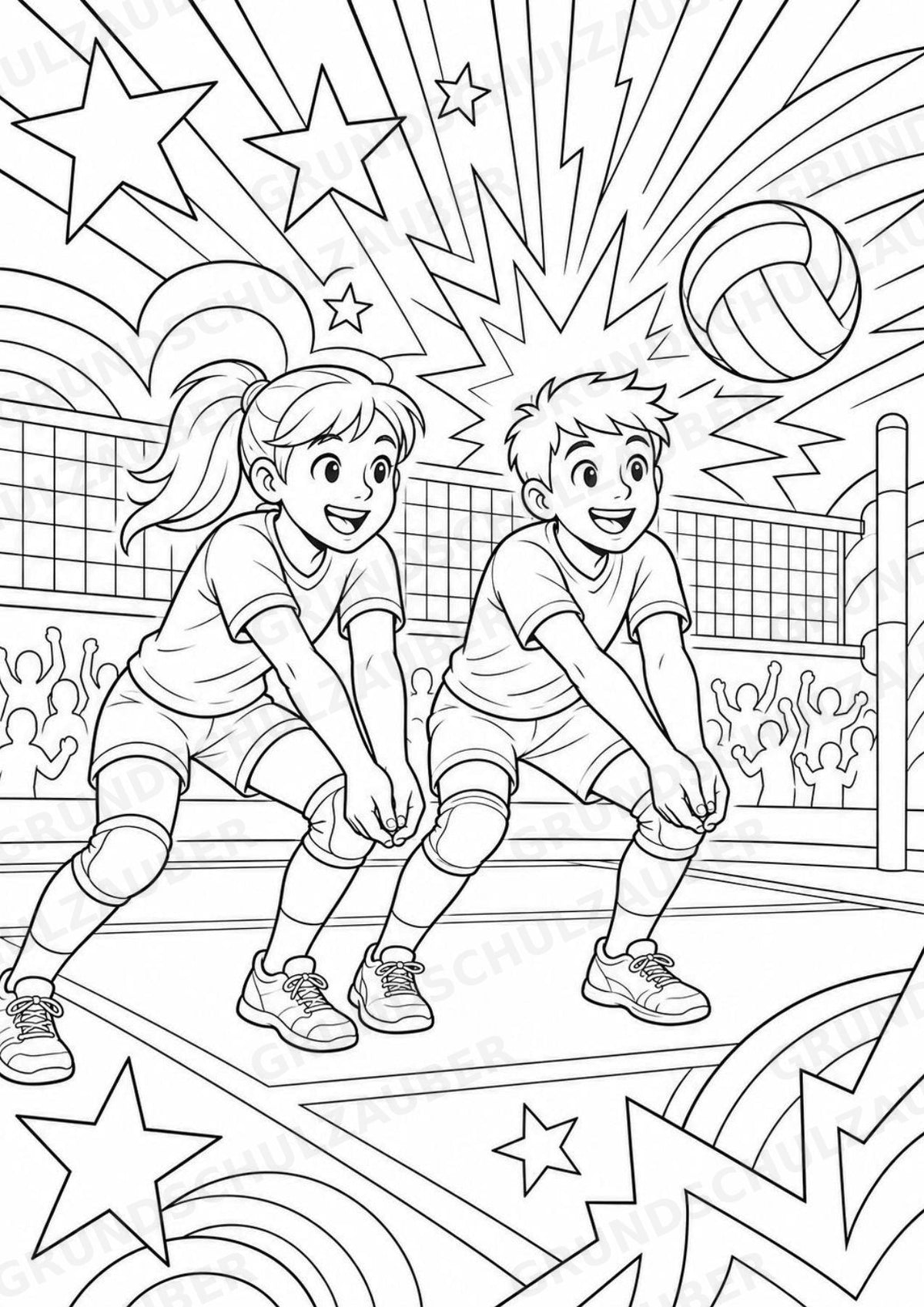 Volleyball POP Art Ausmalbilder 15 Malvorlagen – Materialseite 14