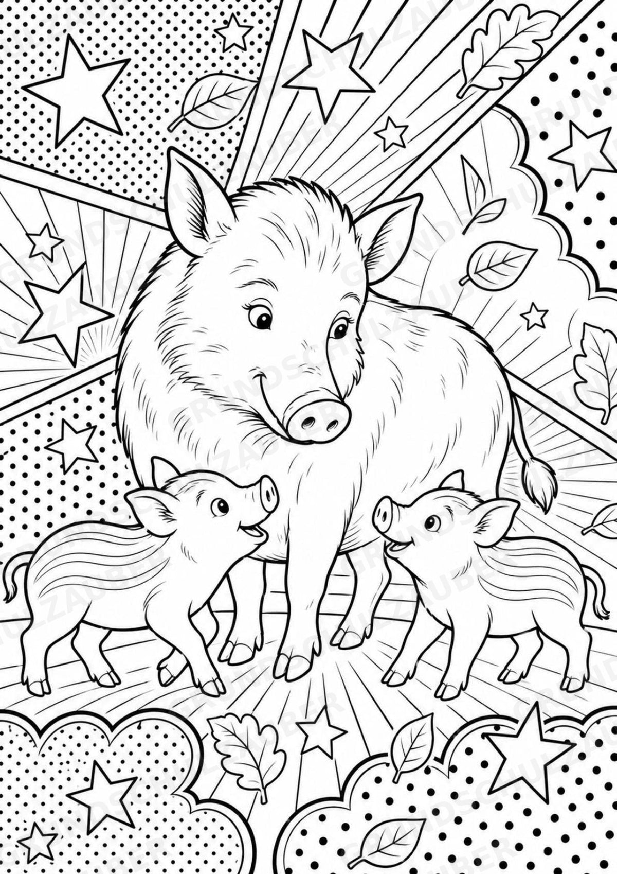 Waldtiere POP Art Ausmalbilder 15 Malvorlagen – Materialseite 8